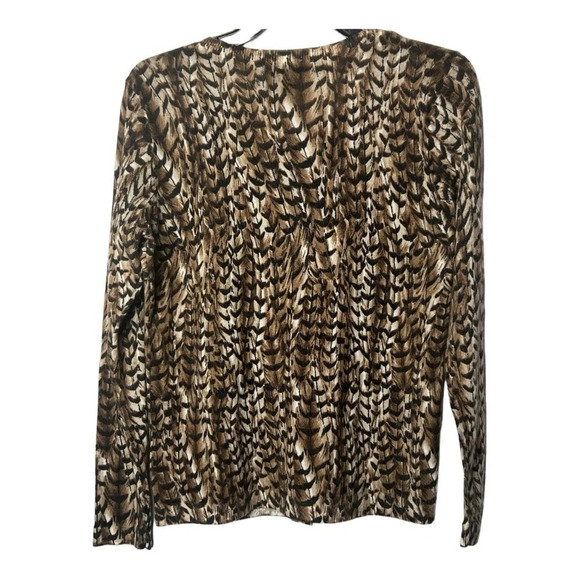 1611. TALBOTS PETITES LONG SLEEVE CARDIGAN PURE MERINO WOOL‎ SIZE MEDIUM BROWN - Picture 6 of 9